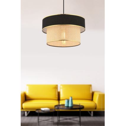 Stropna svetilka na vrv ERO 1xE27/60W/230V črna/bež