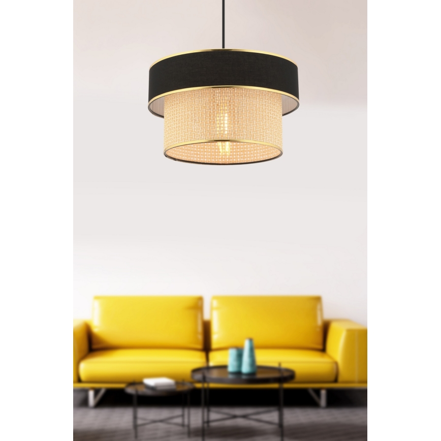 Stropna svetilka na vrv ERO 1xE27/60W/230V črna/bež
