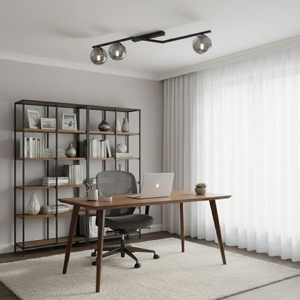 Stropna svetilka NATON 3xE14/10W/230V črna/dimljena