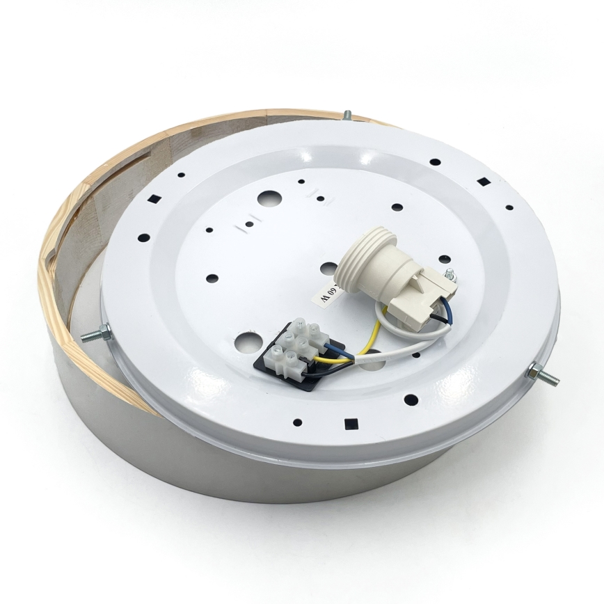 Stropna svetilka NATURAL 1xE27/15W/230V premer 27,5 cm borovica/bela