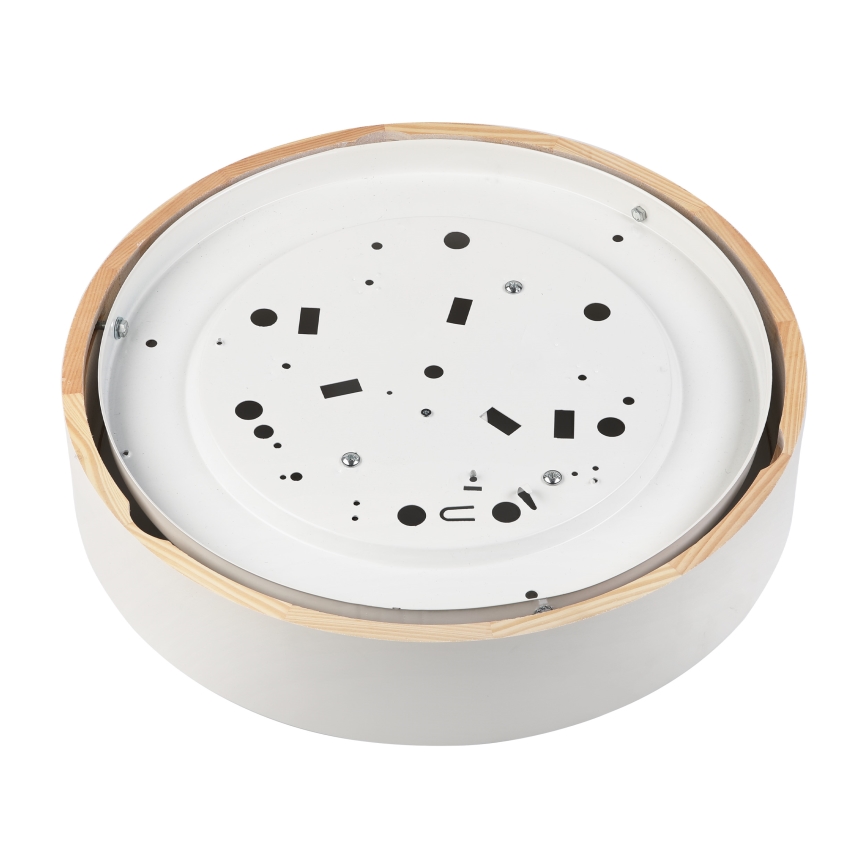 Stropna svetilka NATURAL 3xE27/15W/230V premer 37,5 cm borovina/bela