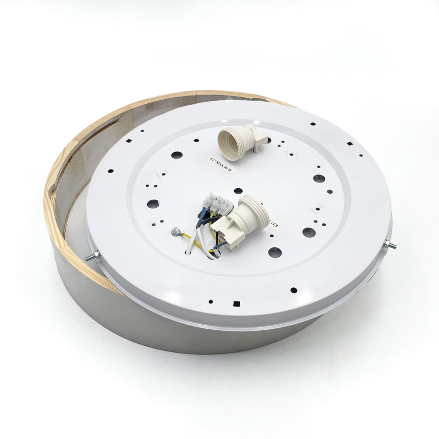 Stropna svetilka NATURAL 3xE27/15W/230V premer 37,5 cm borovina/bela