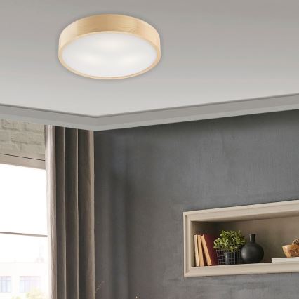 Stropna svetilka NATURAL 3xE27/60W/230V premer 47,5 cm borovica