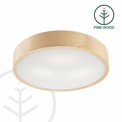 Stropna svetilka NATURAL 3xE27/60W/230V premer 47,5 cm borovica