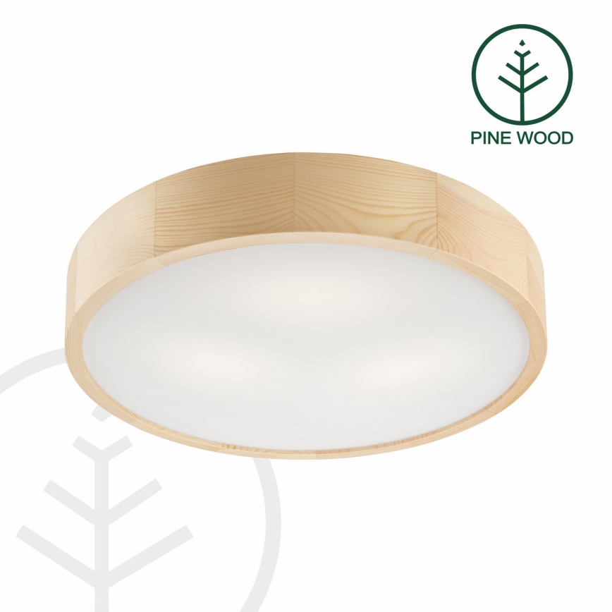 Stropna svetilka NATURAL 3xE27/60W/230V premer 47,5 cm borovica