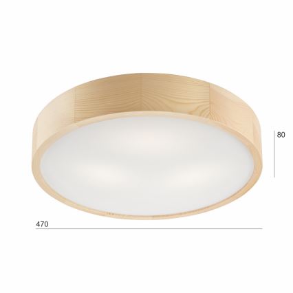 Stropna svetilka NATURAL 3xE27/60W/230V premer 47,5 cm borovica