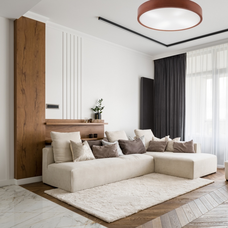 Stropna svetilka NATURAL 4xE27/60W/230V ø 57 cm bor/rjava