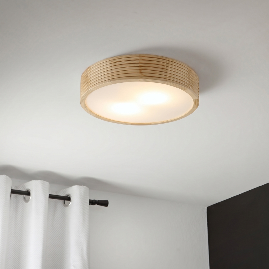 Stropna svetilka NATURAL MODERN 2xE27/15W/230V, Ø 37,5 cm, iz borovega lesa