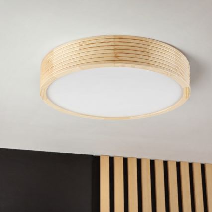 Stropna svetilka NATURAL MODERN 2xE27/15W/230V, Ø 37,5 cm, iz borovega lesa