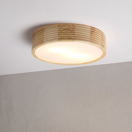 Stropna svetilka NATURAL MODERN 2xE27/15W/230V, Ø 37,5 cm, iz borovega lesa