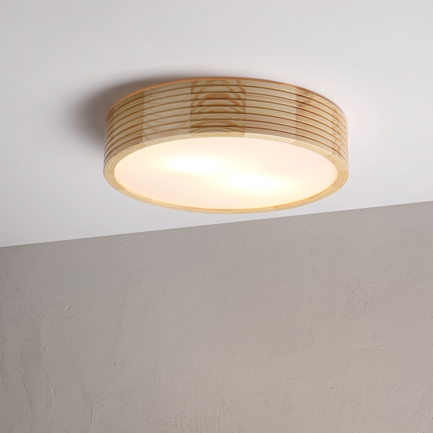 Stropna svetilka NATURAL MODERN 2xE27/15W/230V, Ø 37,5 cm, iz borovega lesa