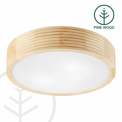 Stropna svetilka NATURAL MODERN 2xE27/15W/230V, Ø 37,5 cm, iz borovega lesa