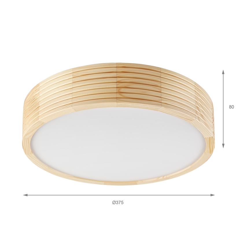 Stropna svetilka NATURAL MODERN 2xE27/15W/230V, Ø 37,5 cm, iz borovega lesa