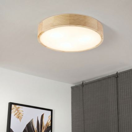 Stropna svetilka NATURAL MODERN 3xE27/15W/230V premer 47,5 cm iz borovice