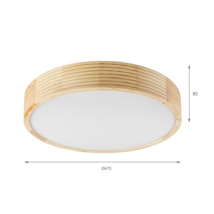 Stropna svetilka NATURAL MODERN 3xE27/15W/230V premer 47,5 cm iz borovice