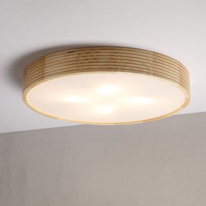 Stropna svetilka NATURAL MODERN 4xE27/15W/230V, premer 58 cm, borovina