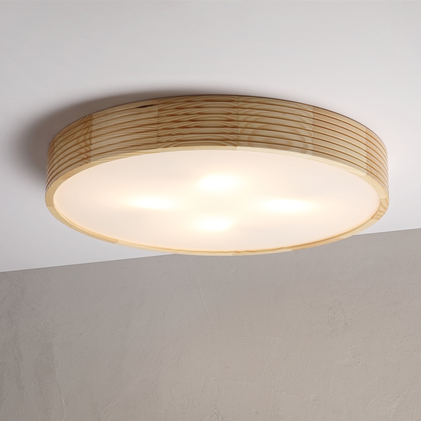 Stropna svetilka NATURAL MODERN 4xE27/15W/230V, premer 58 cm, borovina