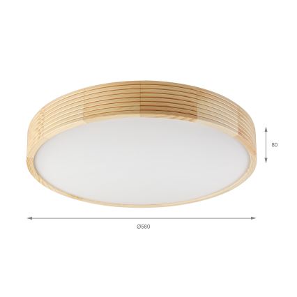 Stropna svetilka NATURAL MODERN 4xE27/15W/230V, premer 58 cm, borovina