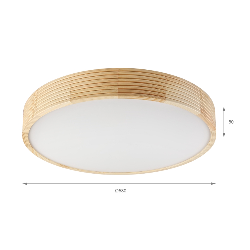 Stropna svetilka NATURAL MODERN 4xE27/15W/230V, premer 58 cm, borovina