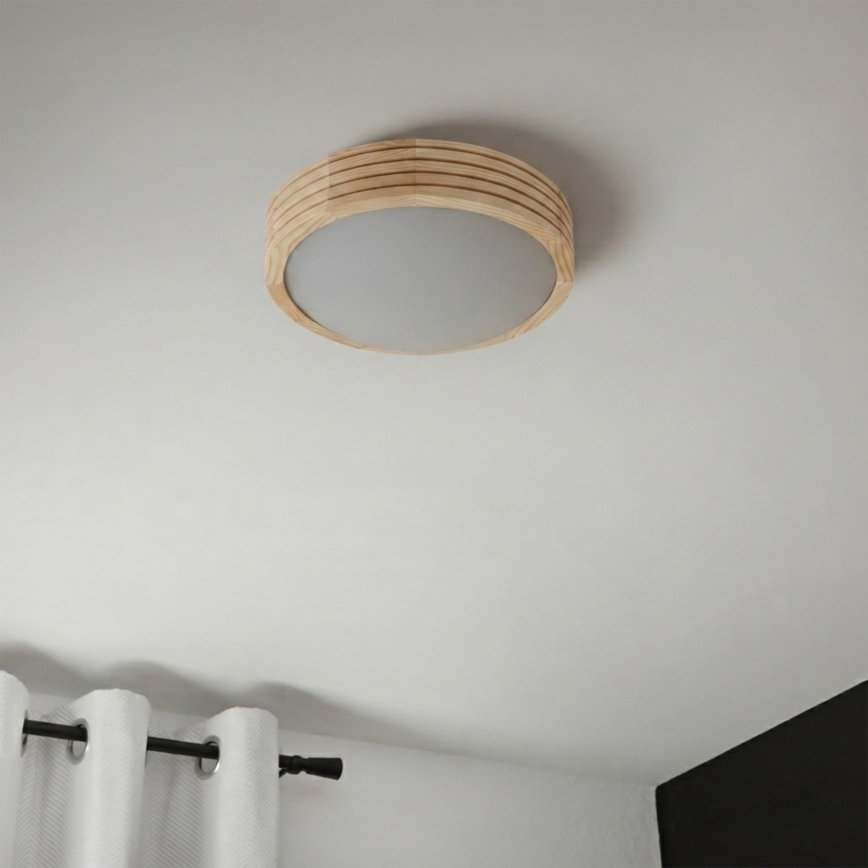Stropna svetilka NATURAL MODERN SLIM 1xE27/15W/230V premer 27,5 cm borovica