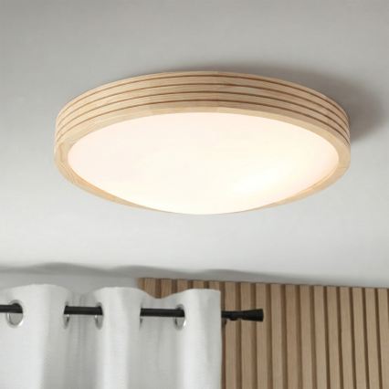 Stropna svetilka NATURAL MODERN SLIM 2xE27/15W/230V, premer 37,5 cm, iz borovega lesa
