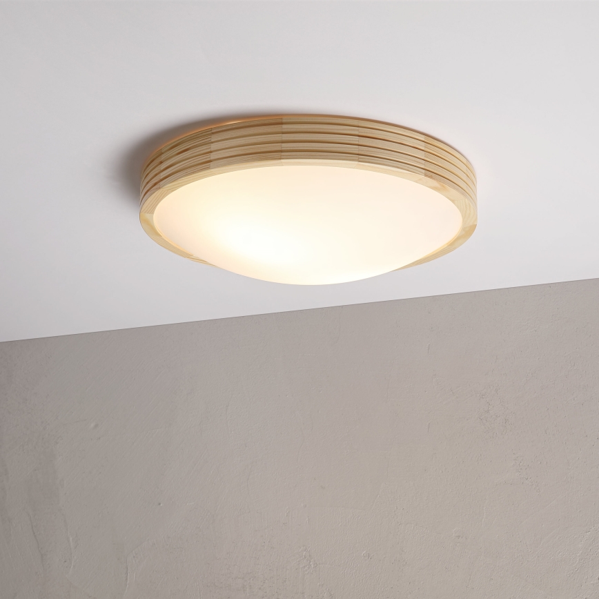 Stropna svetilka NATURAL MODERN SLIM 2xE27/15W/230V, premer 37,5 cm, iz borovega lesa