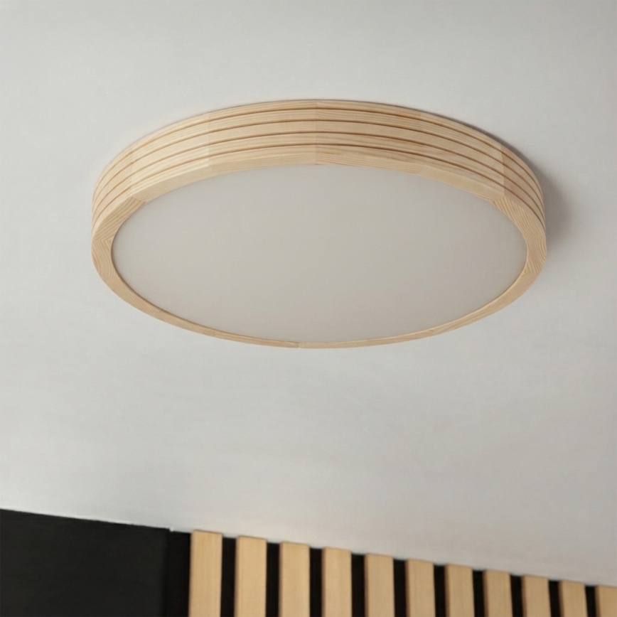Stropna svetilka NATURAL MODERN SLIM 2xE27/15W/230V, premer 37,5 cm, iz borovega lesa