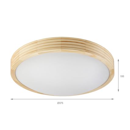 Stropna svetilka NATURAL MODERN SLIM 2xE27/15W/230V, premer 37,5 cm, iz borovega lesa