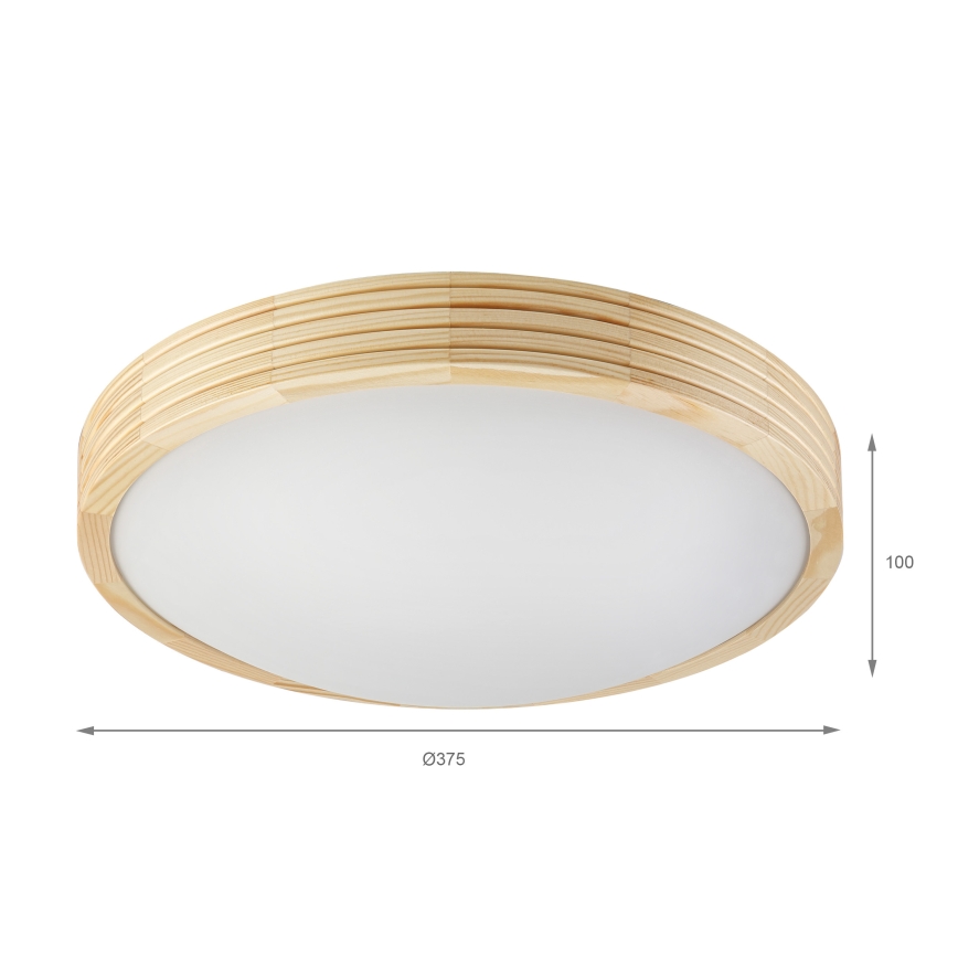 Stropna svetilka NATURAL MODERN SLIM 2xE27/15W/230V, premer 37,5 cm, iz borovega lesa