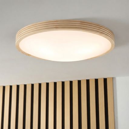 Stropna svetilka NATURAL MODERN SLIM 3xE27/15W/230V, premer 47,5 cm, borovina