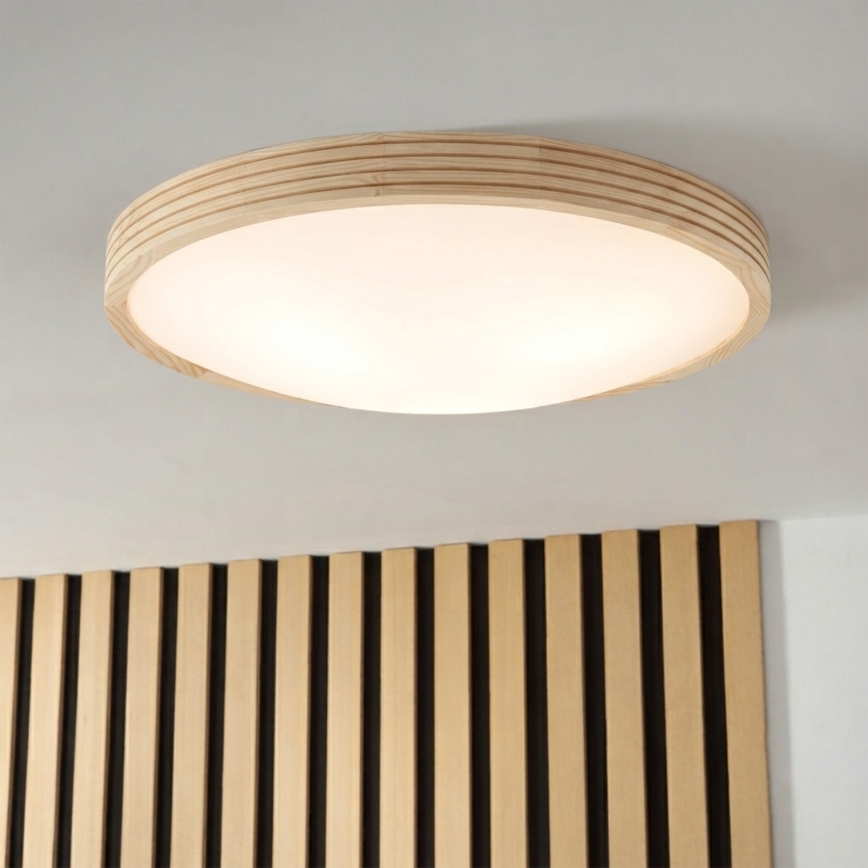 Stropna svetilka NATURAL MODERN SLIM 3xE27/15W/230V, premer 47,5 cm, borovina