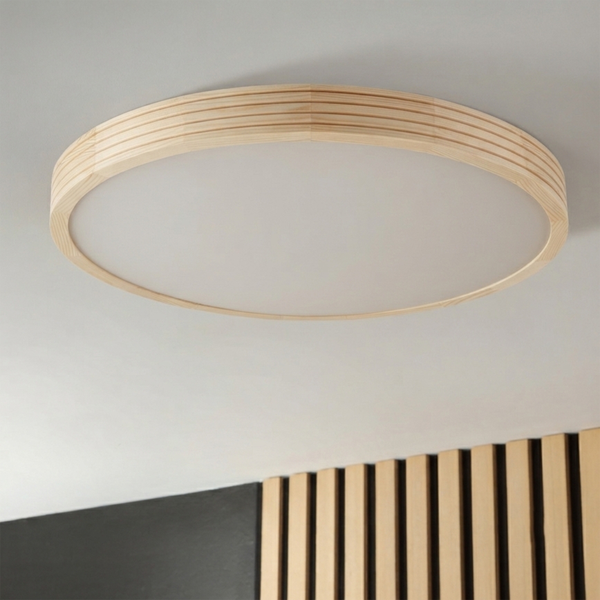 Stropna svetilka NATURAL MODERN SLIM 3xE27/15W/230V, premer 47,5 cm, borovina
