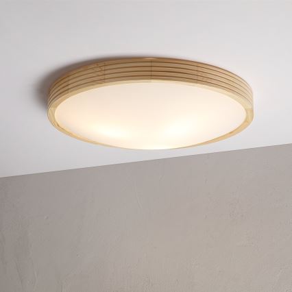 Stropna svetilka NATURAL MODERN SLIM 3xE27/15W/230V, premer 47,5 cm, borovina