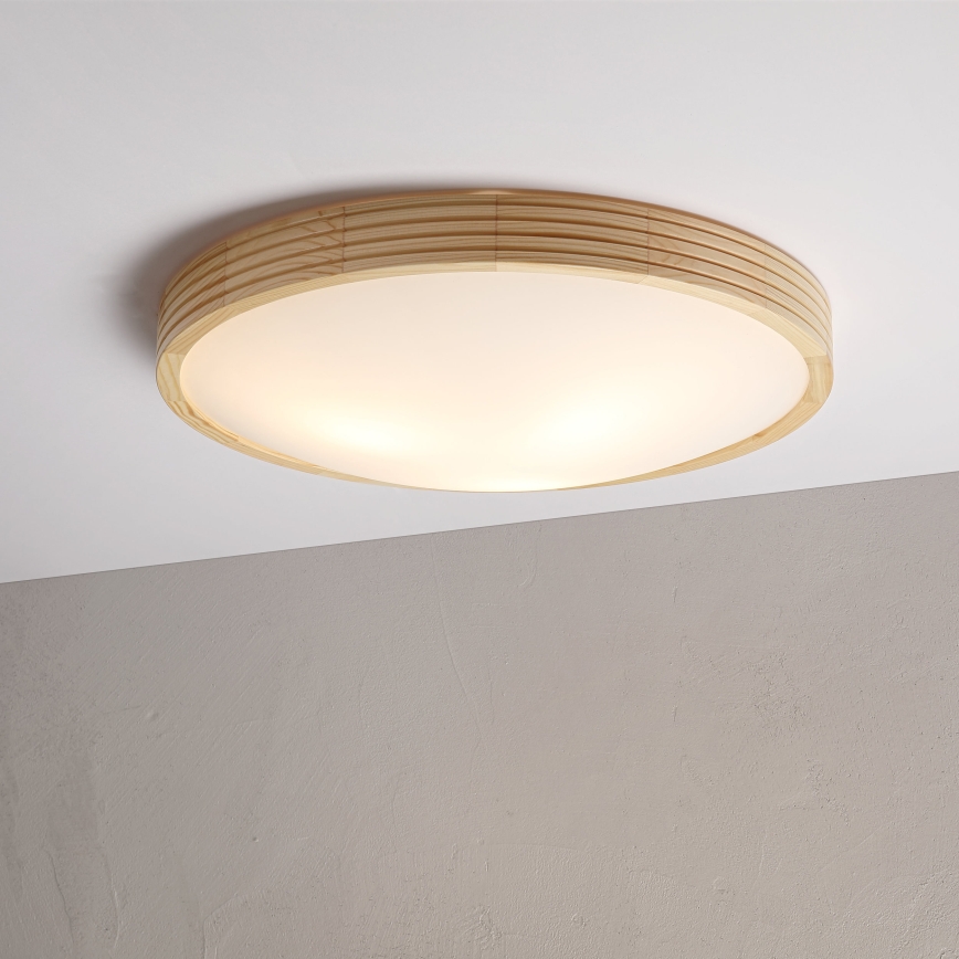 Stropna svetilka NATURAL MODERN SLIM 3xE27/15W/230V, premer 47,5 cm, borovina