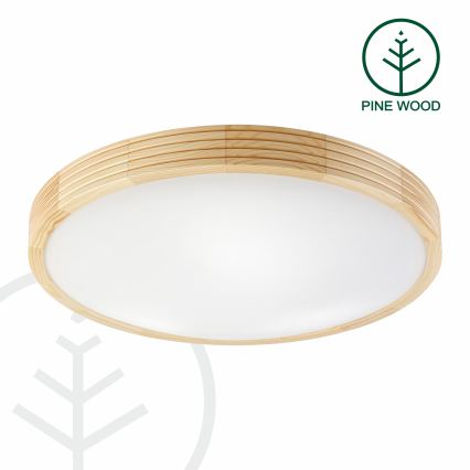 Stropna svetilka NATURAL MODERN SLIM 3xE27/15W/230V, premer 47,5 cm, borovina