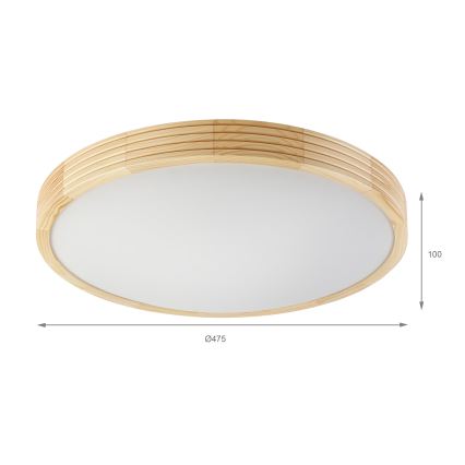 Stropna svetilka NATURAL MODERN SLIM 3xE27/15W/230V, premer 47,5 cm, borovina