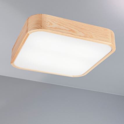 Stropna svetilka NATURAL SQUARE 4xE27/15W/230V 45x45 cm bor