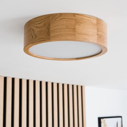 Stropna svetilka OAK 1xE27/60W/230V hrast premer 27,5 cm