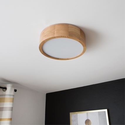 Stropna svetilka OAK 1xE27/60W/230V hrast premer 27,5 cm