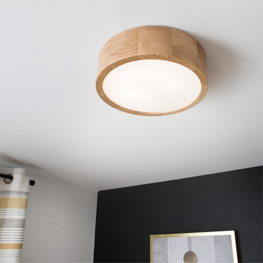 Stropna svetilka OAK 1xE27/60W/230V hrast premer 27,5 cm