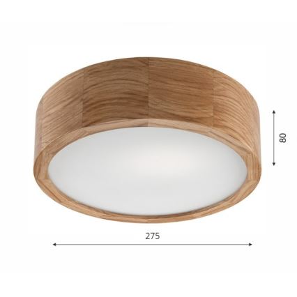 Stropna svetilka OAK 1xE27/60W/230V hrast premer 27,5 cm