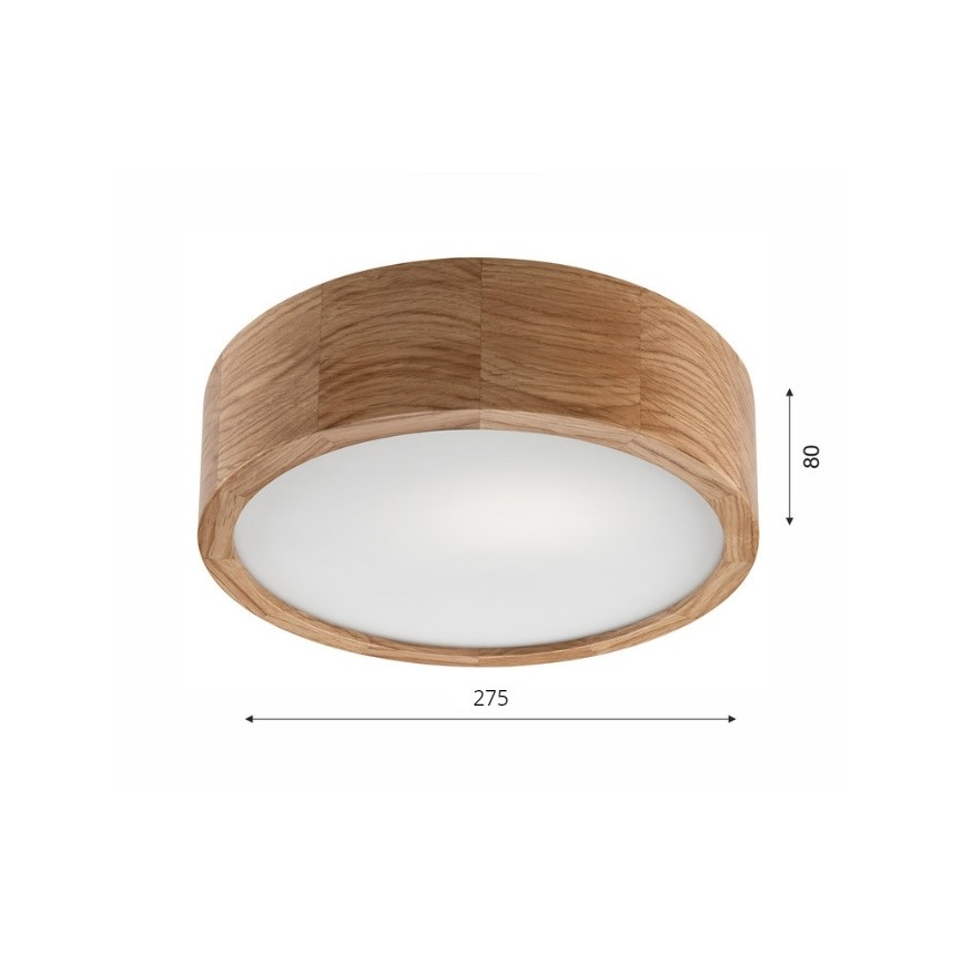 Stropna svetilka OAK 1xE27/60W/230V hrast premer 27,5 cm