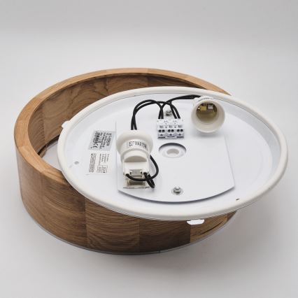 Kopalniška stropna svetilka OAK 2xE27/15W/230V IP54 hrast ø 27 cm