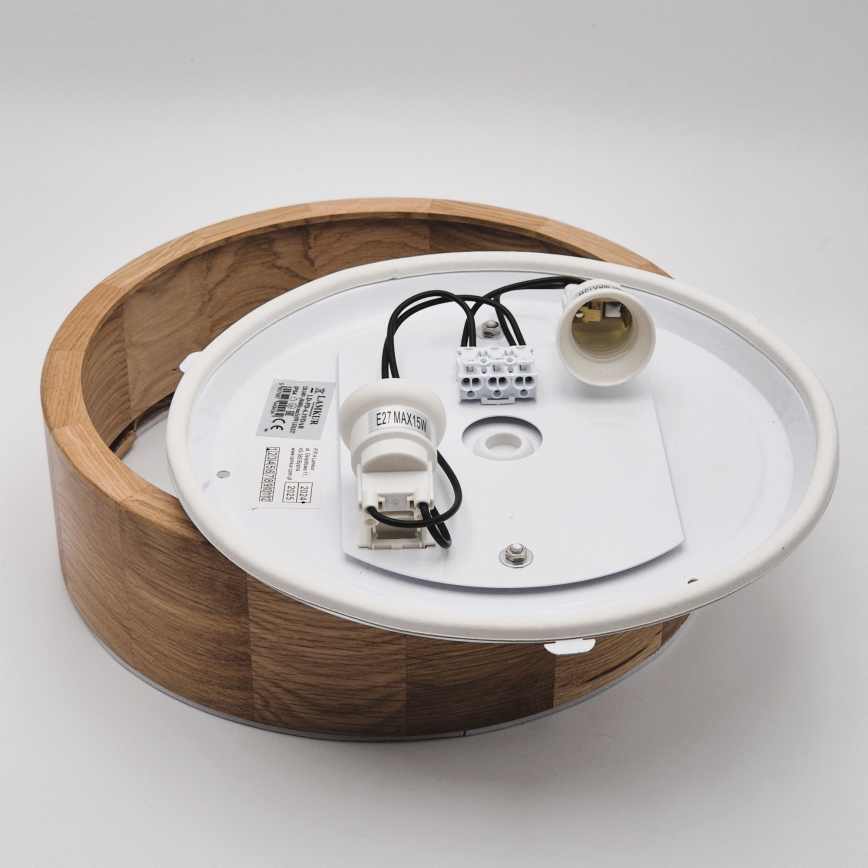 Kopalniška stropna svetilka OAK 2xE27/15W/230V IP54 hrast ø 27 cm