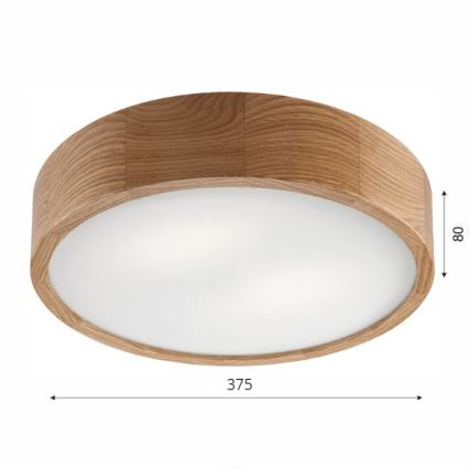 Stropna svetilka OAK 2xE27/60W/230V hrast ø 37,5 cm - FSC certifikat