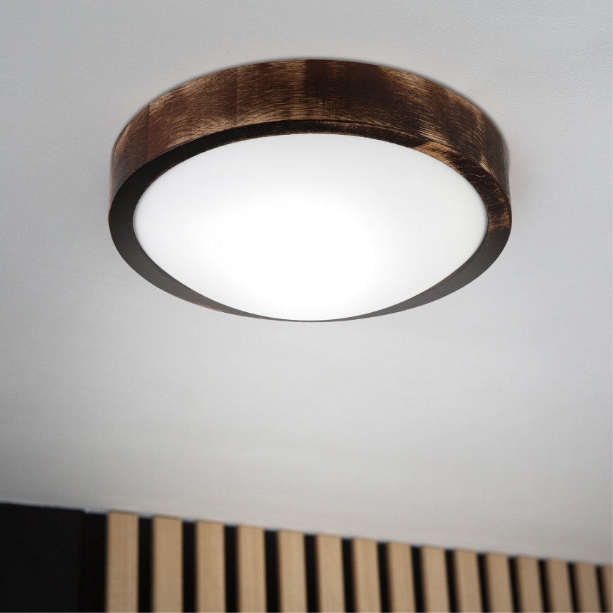 Stropna svetilka OAK SLIM 1xE27/15W/230V fi 27 cm hrast/temno rjava