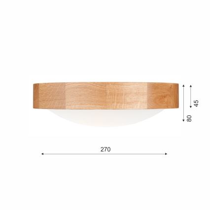 Stropna svetilka OAK SLIM 1xE27/60W/230V hrast ø 27 cm