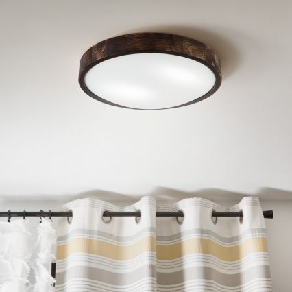 Stropna svetilka OAK SLIM 2xE27/15W/230V, premer 37 cm, hrast/temno rjava