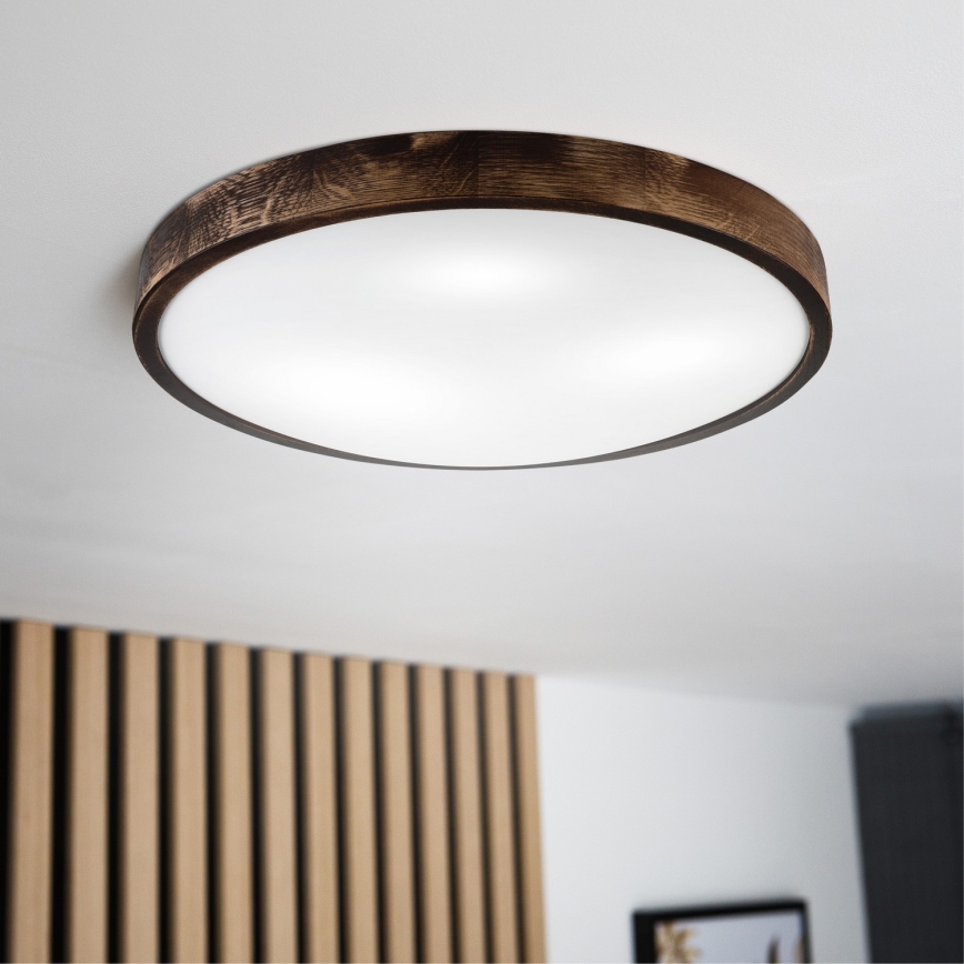 Stropna svetilka OAK SLIM 3xE27/15W/230V Ø 47 cm hrast/temno rjava