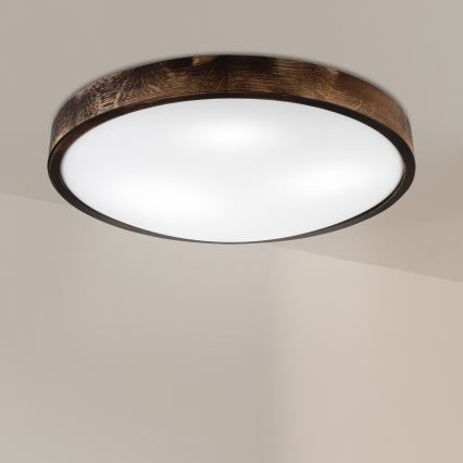 Stropna svetilka OAK SLIM 3xE27/15W/230V Ø 47 cm hrast/temno rjava